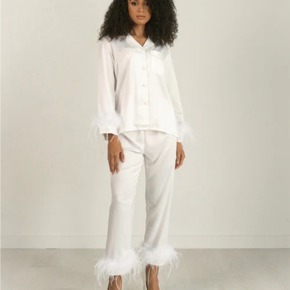 Bridal Feather Silk PJs Pajamas
